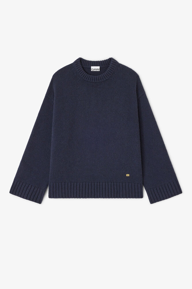 Dark Blue Wool Mix Sweater, Sky Captain