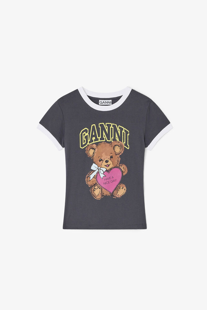 Black Cropped Teddy T-shirt, Phantom