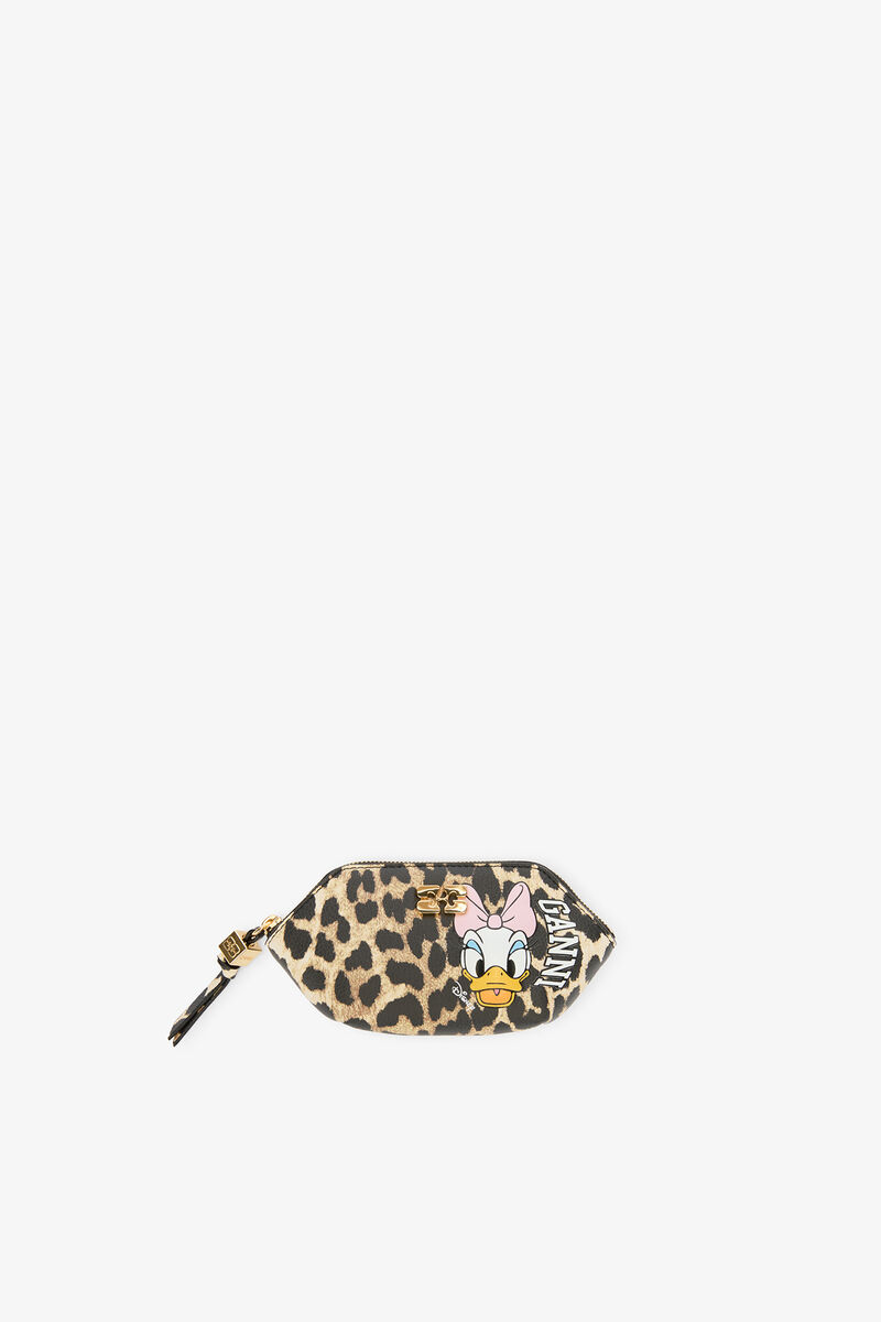 Kajsa Anka leopard myntb&ouml;rs, Recycled Polyester, in colour Almond Milk - 1 - GANNI