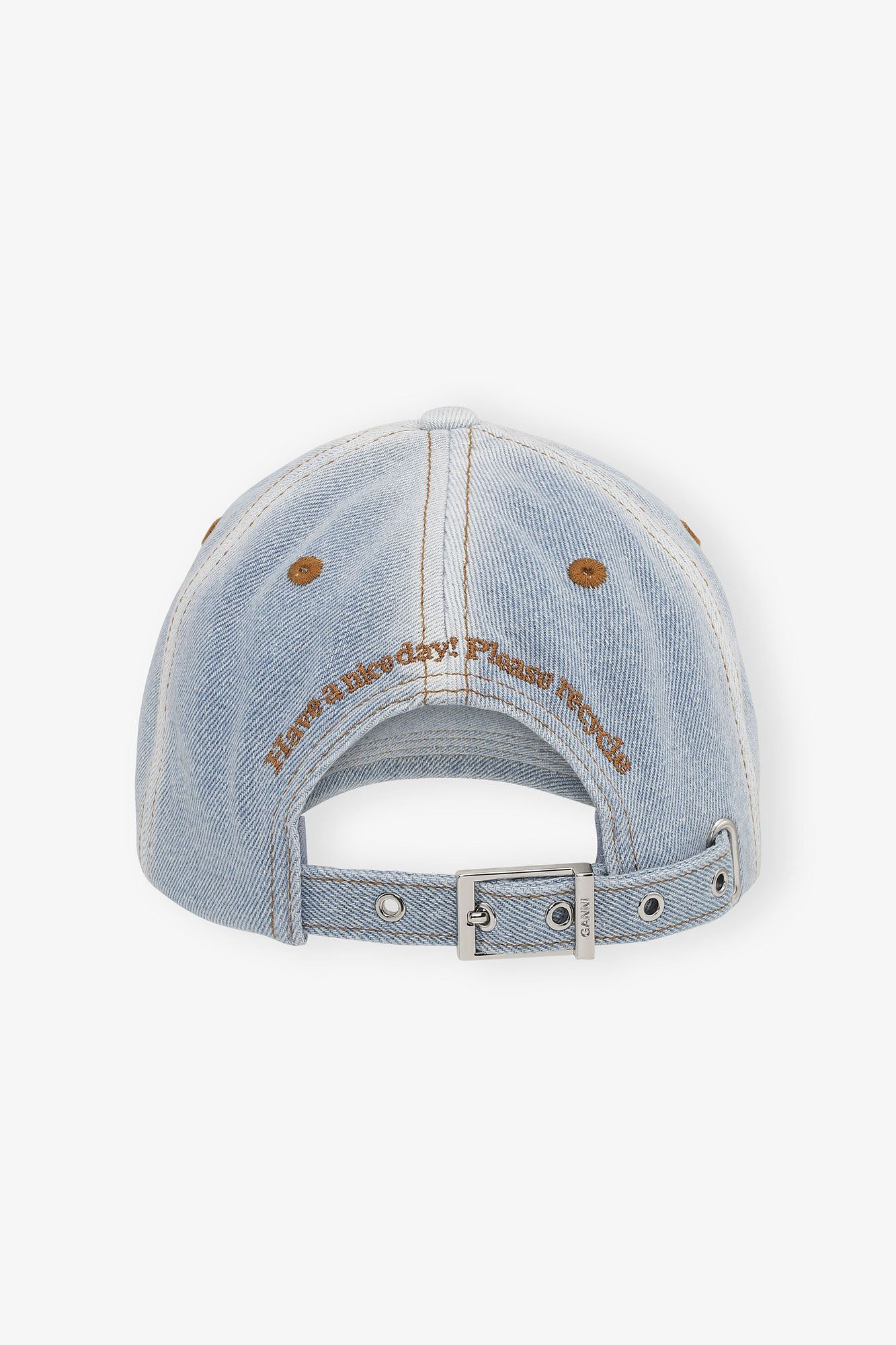 Cap in Light Blue Denim, Recycled Cotton, in colour Light Denim - 2 - GANNI