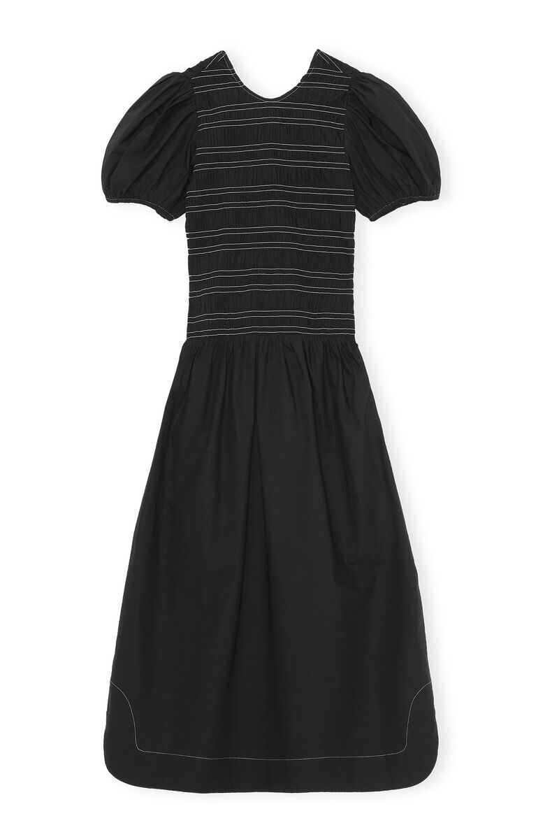 Cotton Poplin Cotton Poplin Maxi Smock Dress, Cotton, in colour Black - 1 - GANNI