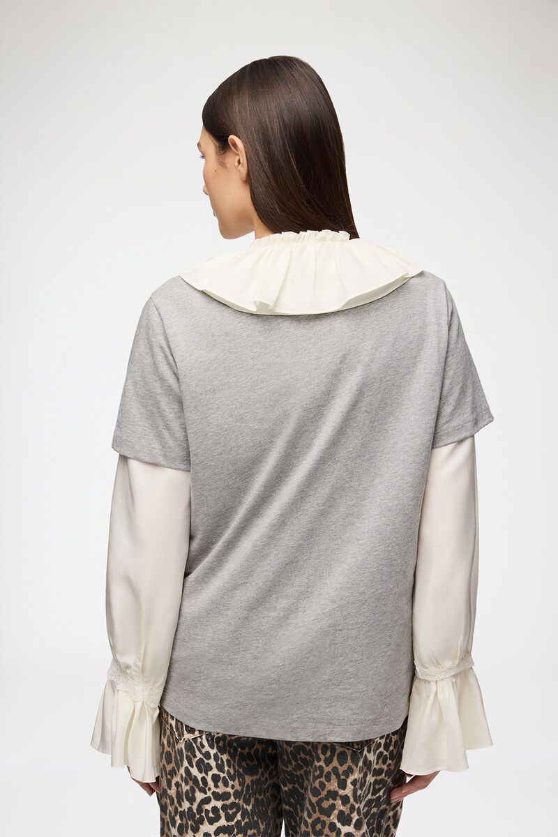 T-Shirt mit Wald-Teddy, Organic Cotton, in colour Paloma - 3 - GANNI