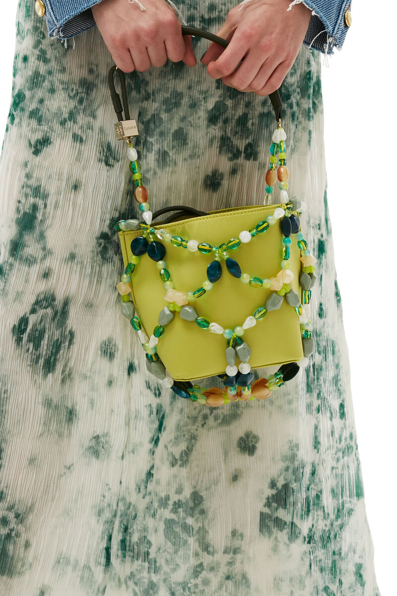  Bucket Beads Bag, Polyester, in colour Tender Shoots - 2 - GANNI