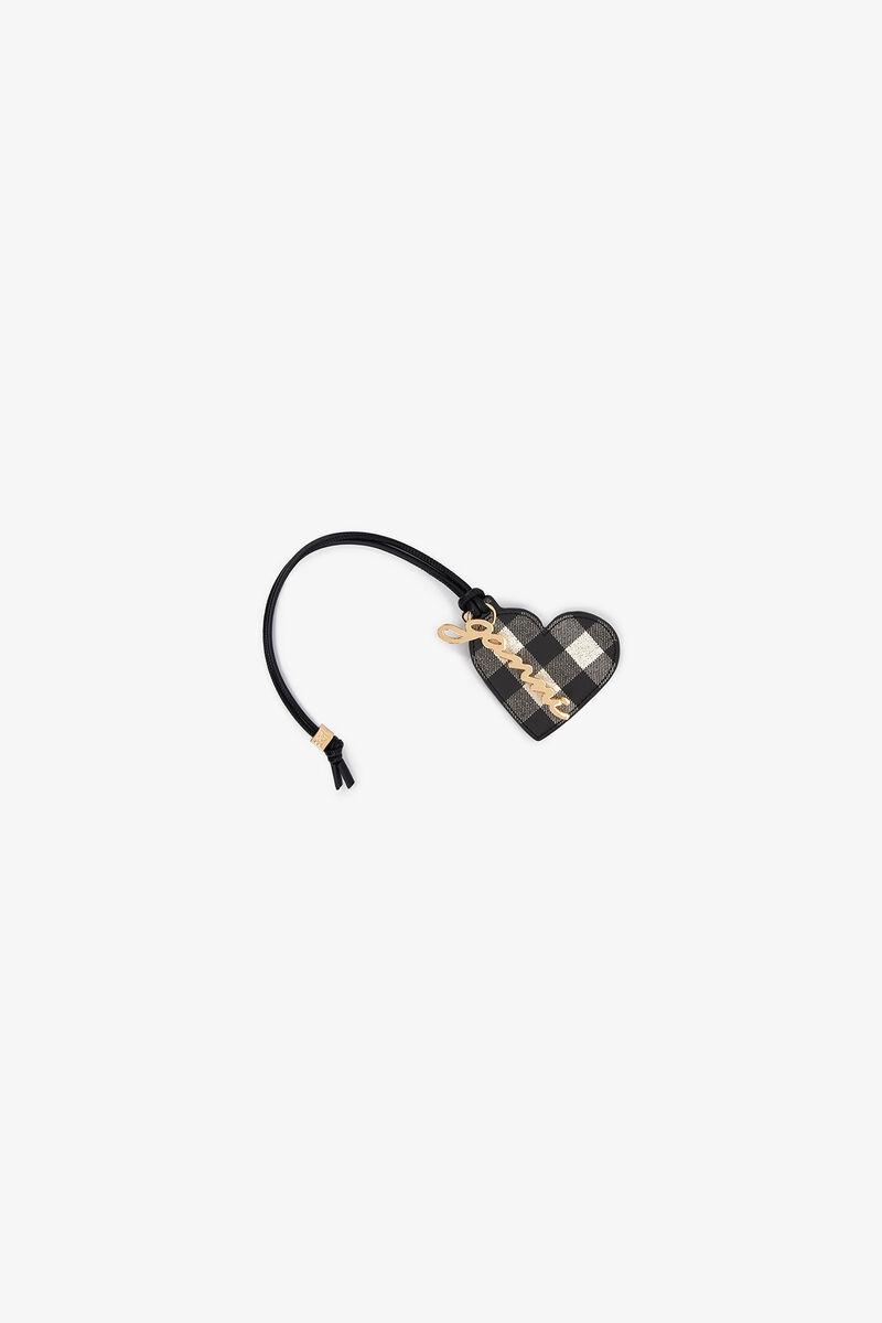 Black Bou Heart Mirror, Recycled Leather, in colour Black - 1 - GANNI