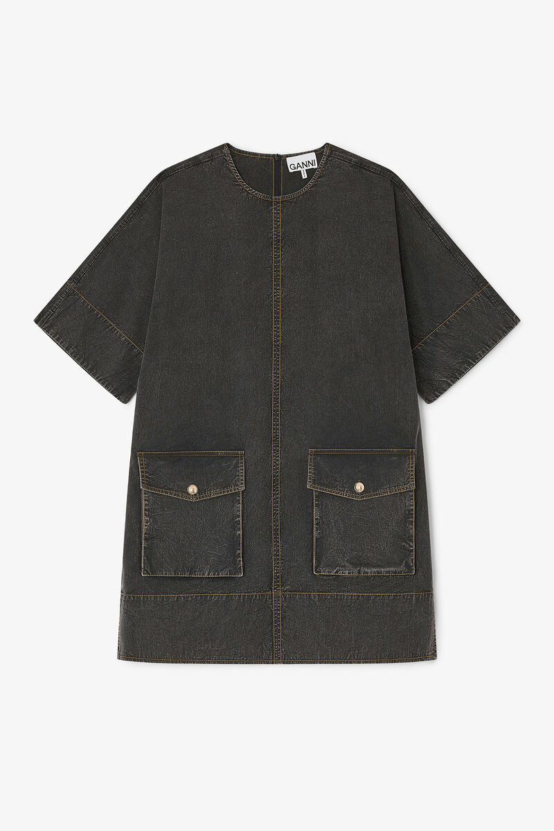 Black Washed Kimono Dress, Elastane, in colour Black - 1 - GANNI