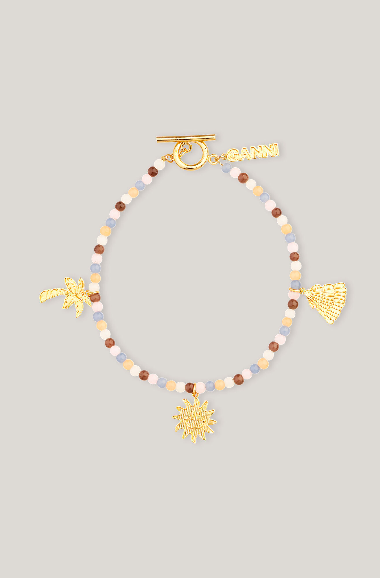 Bead Accessories Bead Ancle Chain 1, Brass, in colour Multicolour - 1 - GANNI