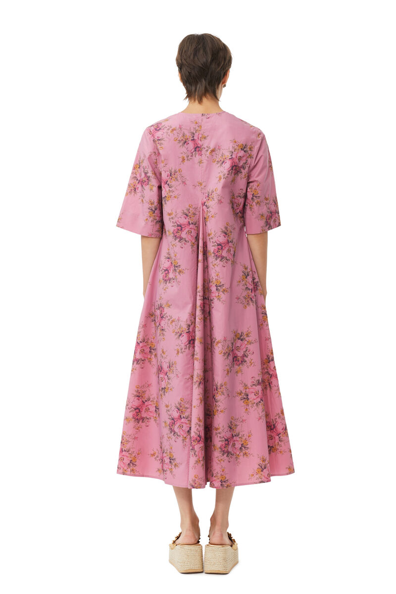 Printed Cotton V-Neck Maxi Dress, Cotton, in colour Orchid Smoke - 3 - GANNI
