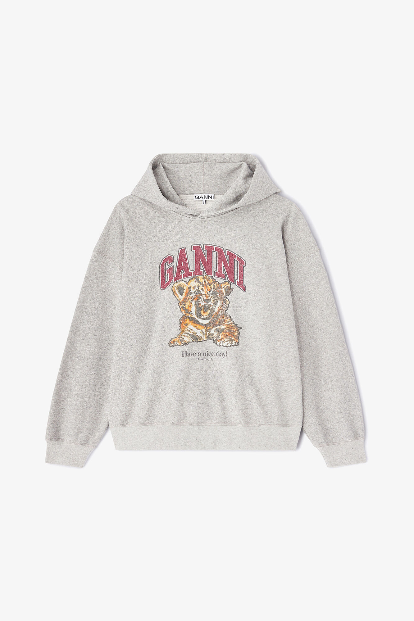 Grey Tiger Hoodie, Organic Cotton, in colour Paloma - 1 - GANNI
