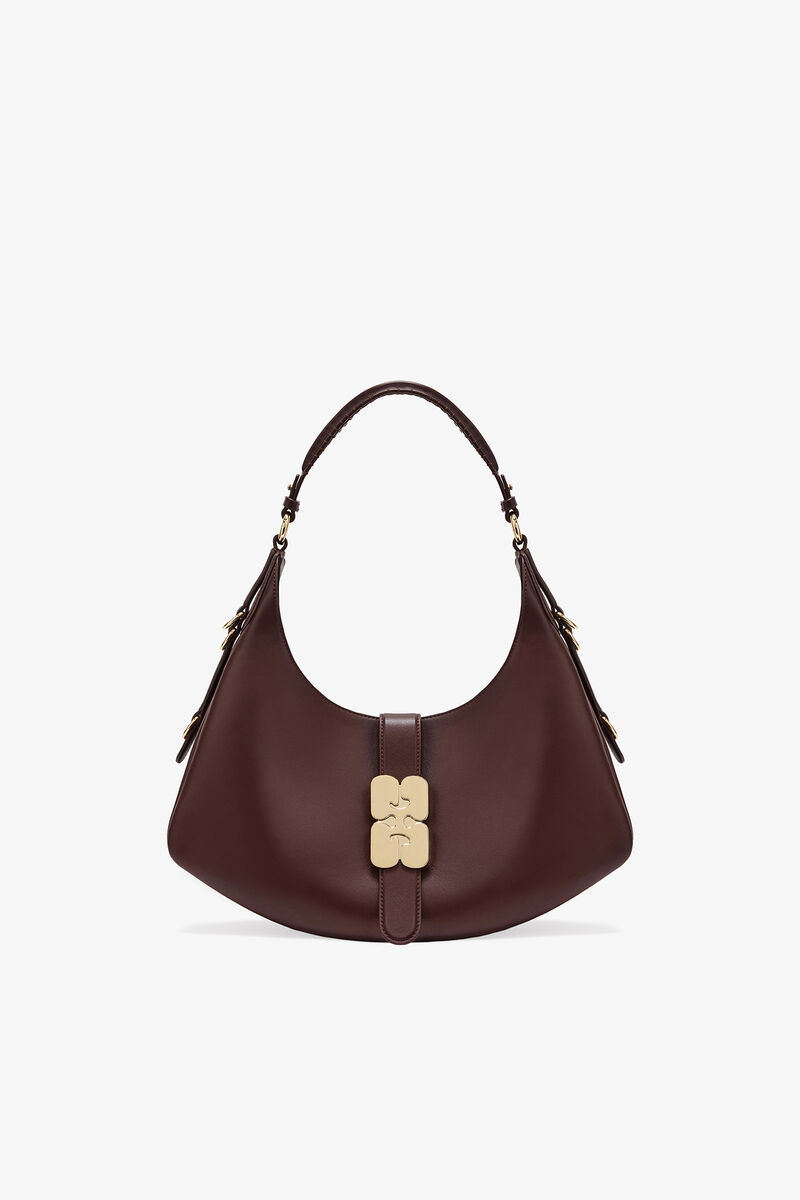 Brown Small Kat Bag, Recycled Leather, in colour Chicory Coffee - 1 - GANNI
