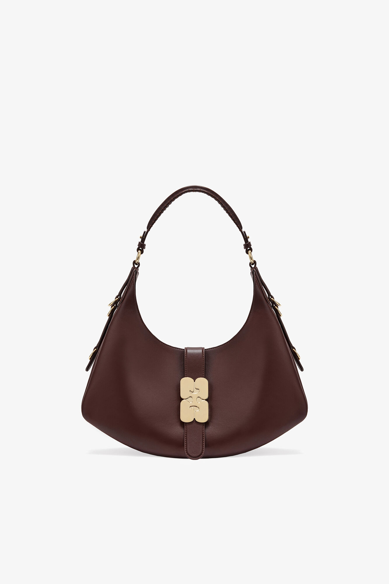 Brown Small Kat Bag, Recycled Leather, in colour Chicory Coffee - 1 - GANNI