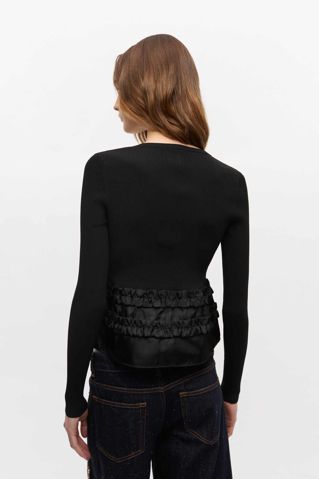 Melange Knit Cardigan, Elastane, in colour Black - 3 - GANNI