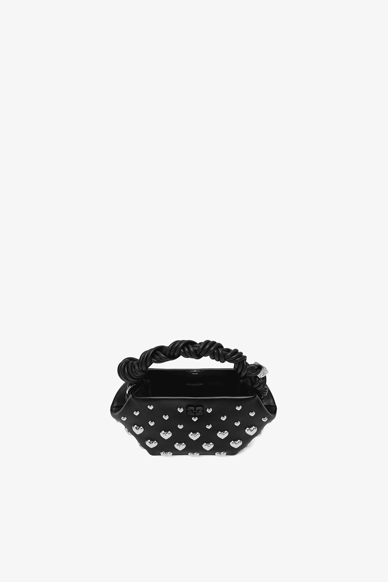 Mini Bou Bag in Black Studs, Recycled Leather, in colour Black - 3 - GANNI