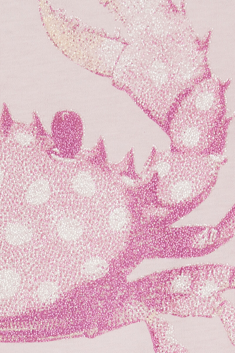 T-shirt with Crab, Organic Cotton, in colour Chalk Pink - 2 - GANNI
