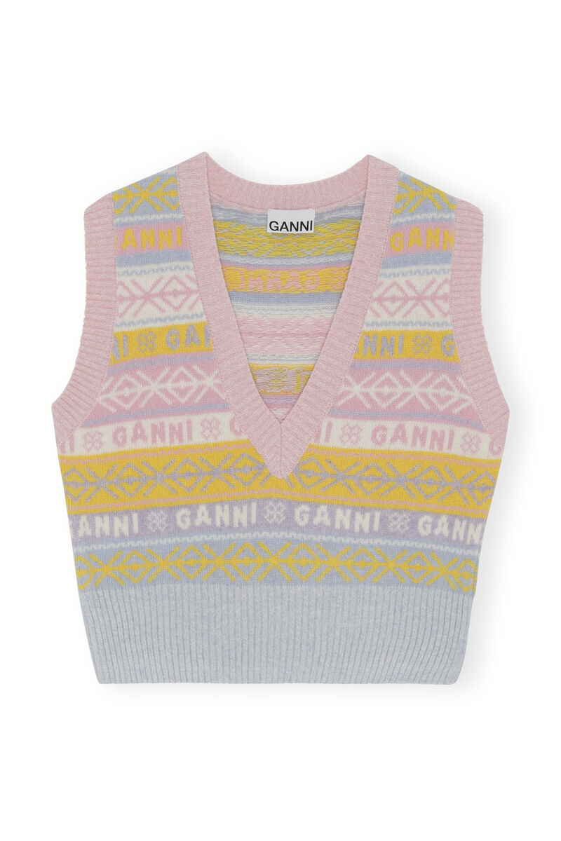 V-Neck Vest, Polyamide, in colour Multicolour - 1 - GANNI