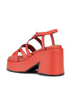 Chunky Heeled Sandals, Leather, in colour Paprika - 2 - GANNI