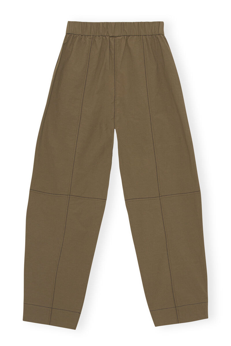 Elasticated Curve Pants, Cotton, in colour Teak - 2 - GANNI