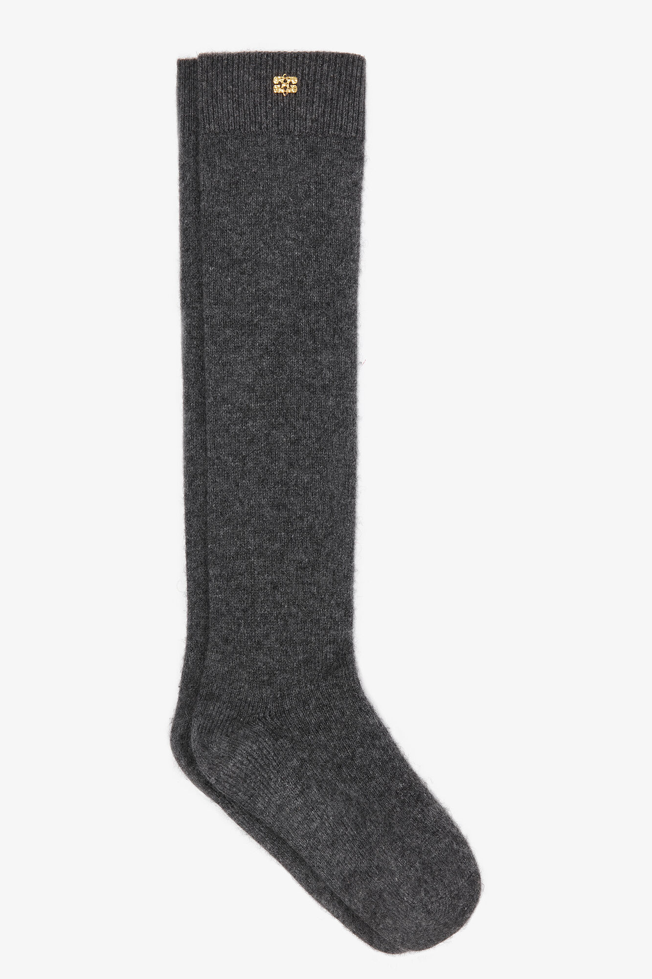Dark Grey Wool Mix Socks, Wool, in colour Phantom - 1 - GANNI