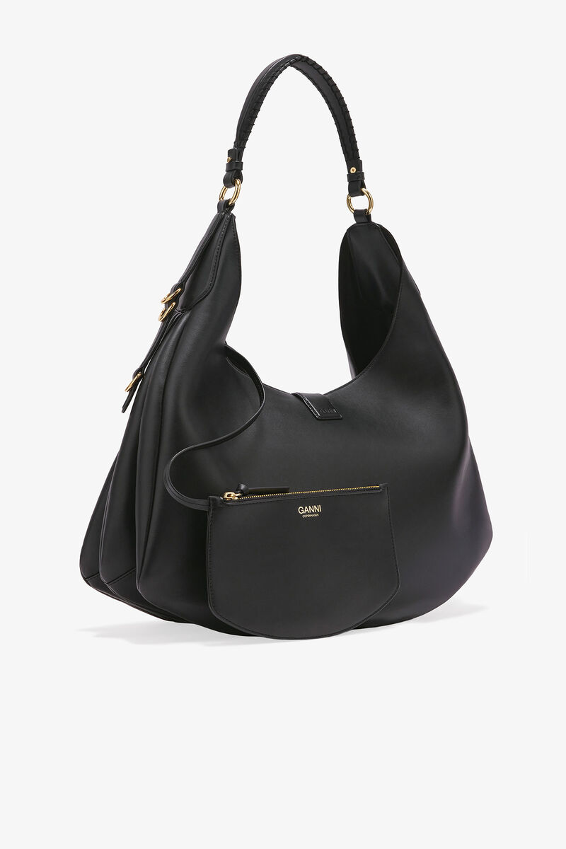 Black Large Kat Bag, Polyester, in colour Black - 2 - GANNI