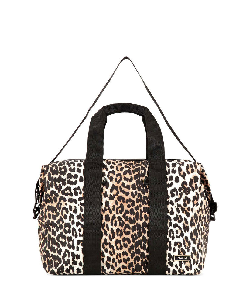 Recycled Tech Weekender, Recycled Polyester, in colour Leopard - 1 - GANNI