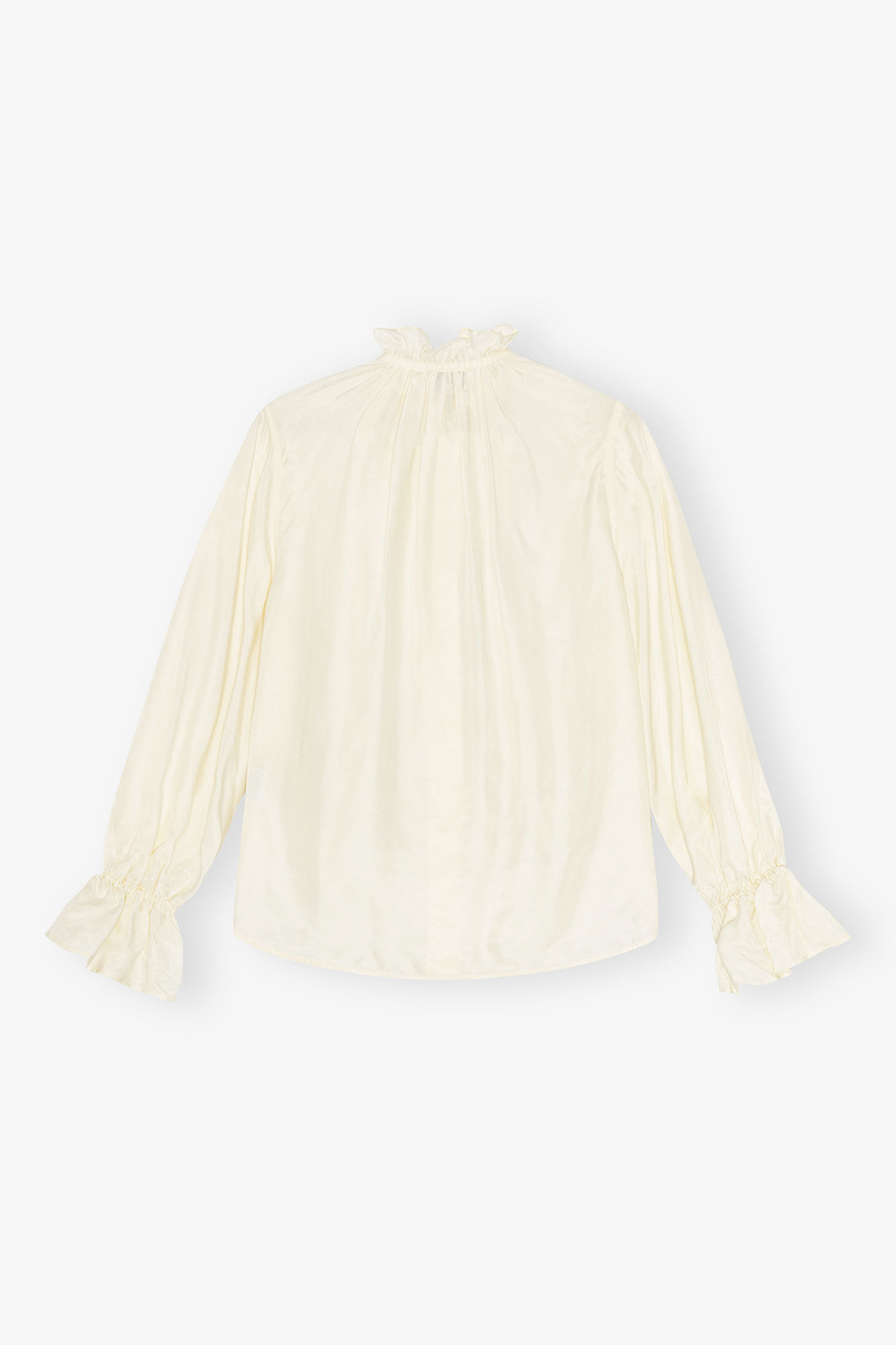 Ivory Fluid Cupro Tie Shirt, Cupro, in colour Egret - 2 - GANNI