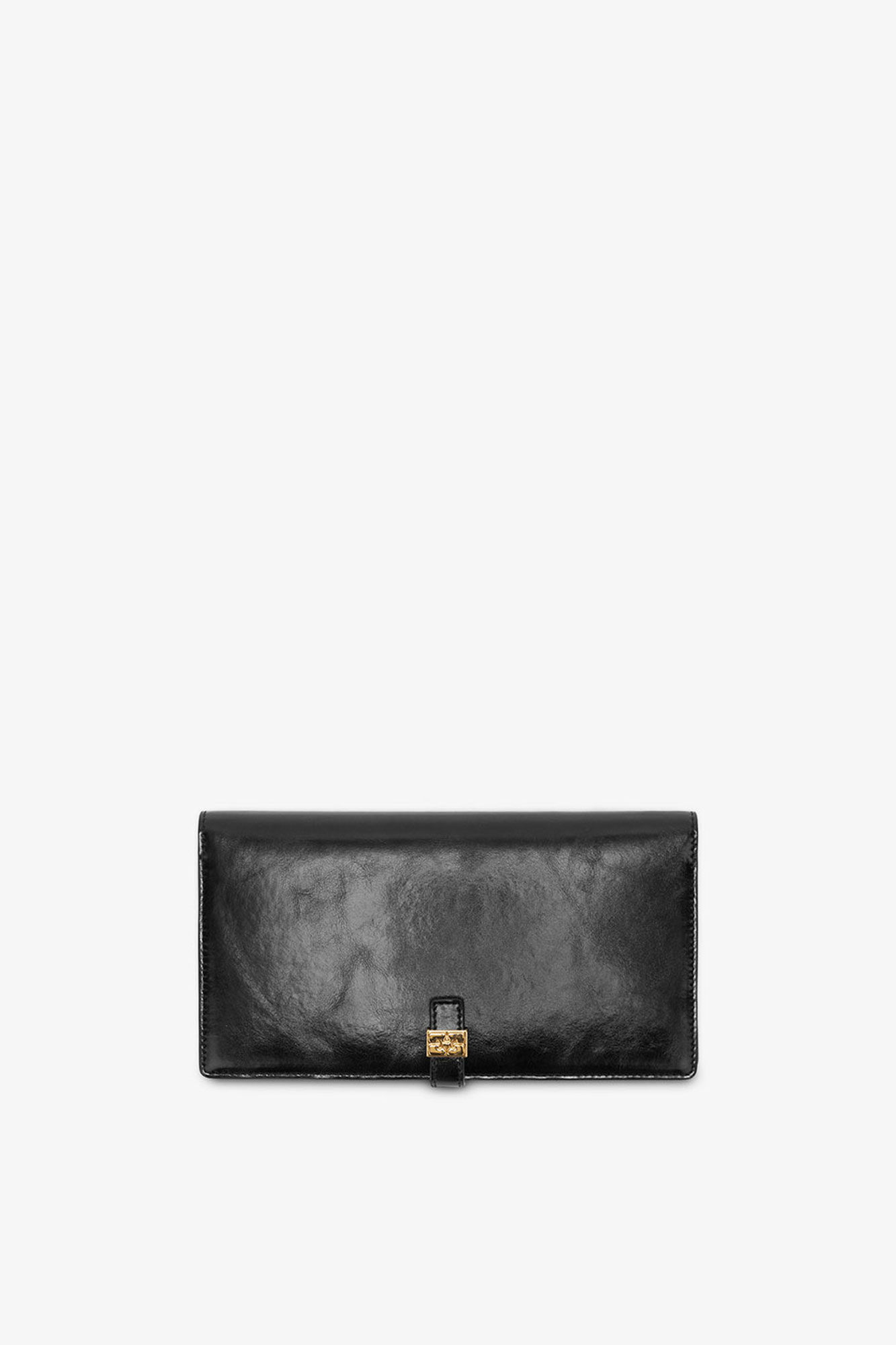 Sue Slim Long Wallet in Black, Recycled Leather, in colour Black - 1 - GANNI