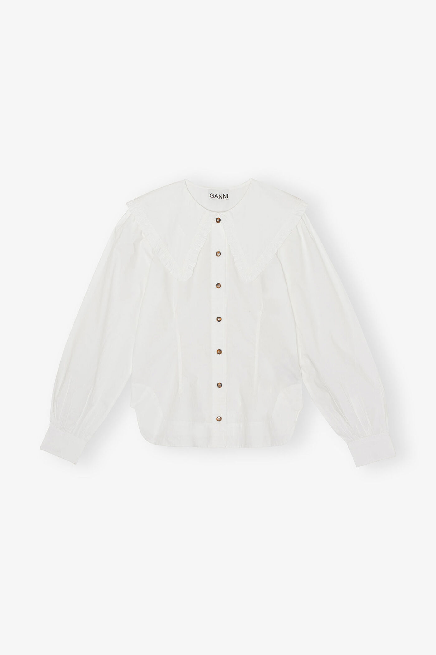 White Frill Collar Poplin Shirt