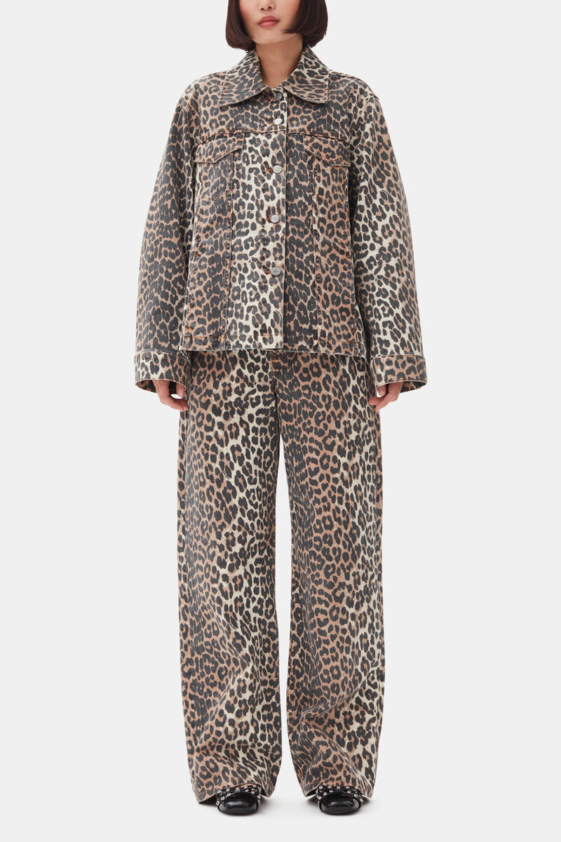 Leopard Denim Jacket, Organic Cotton, in colour Leopard - 2 - GANNI