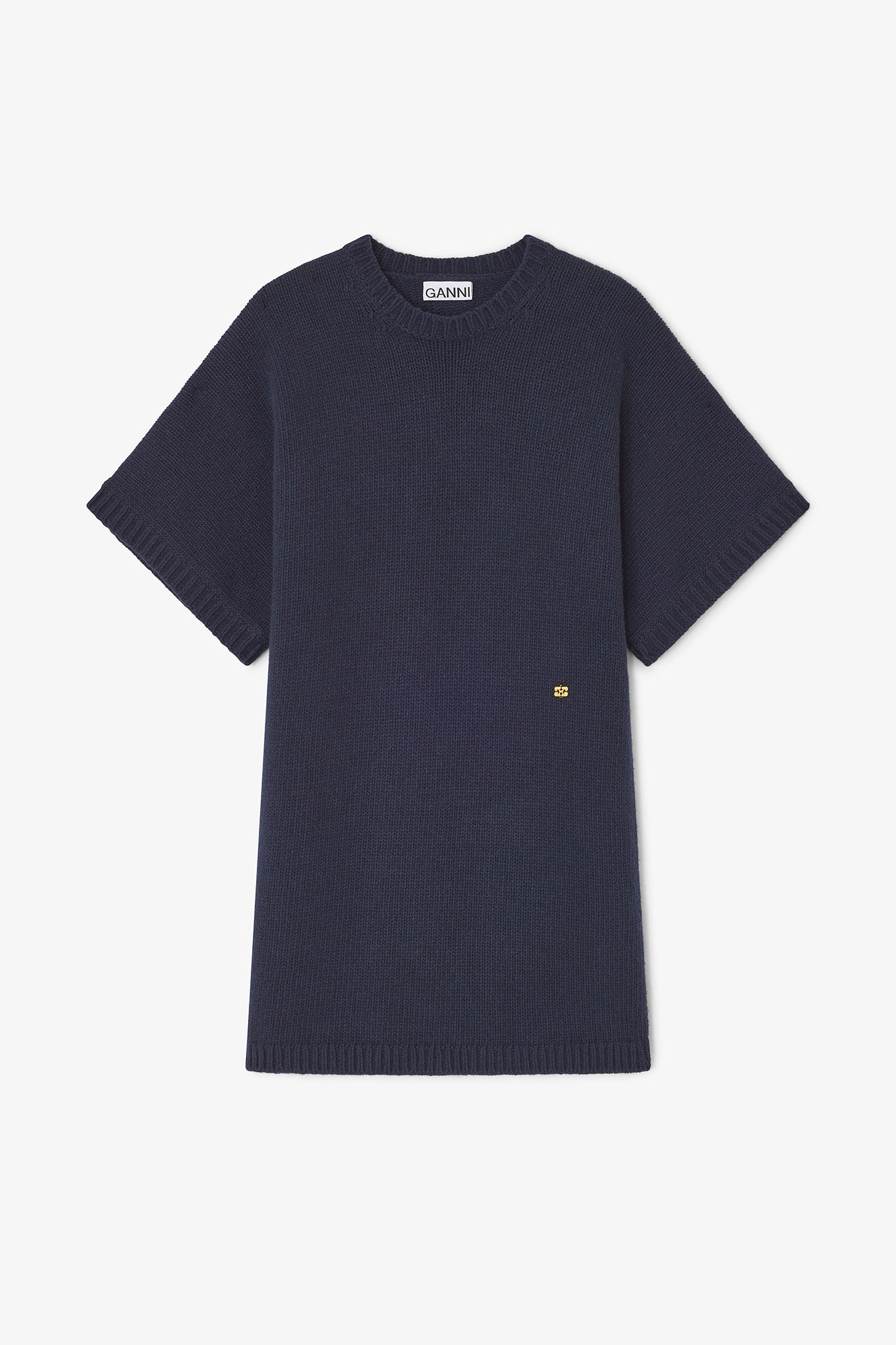 Dark Blue Wool Mix Dress, Recycled Polyamide, in colour Sky Captain - 1 - GANNI