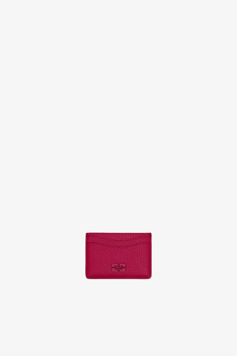 Bou Card Holder in Red, Recycled Polyester, in colour Persian Red - 1 - GANNI