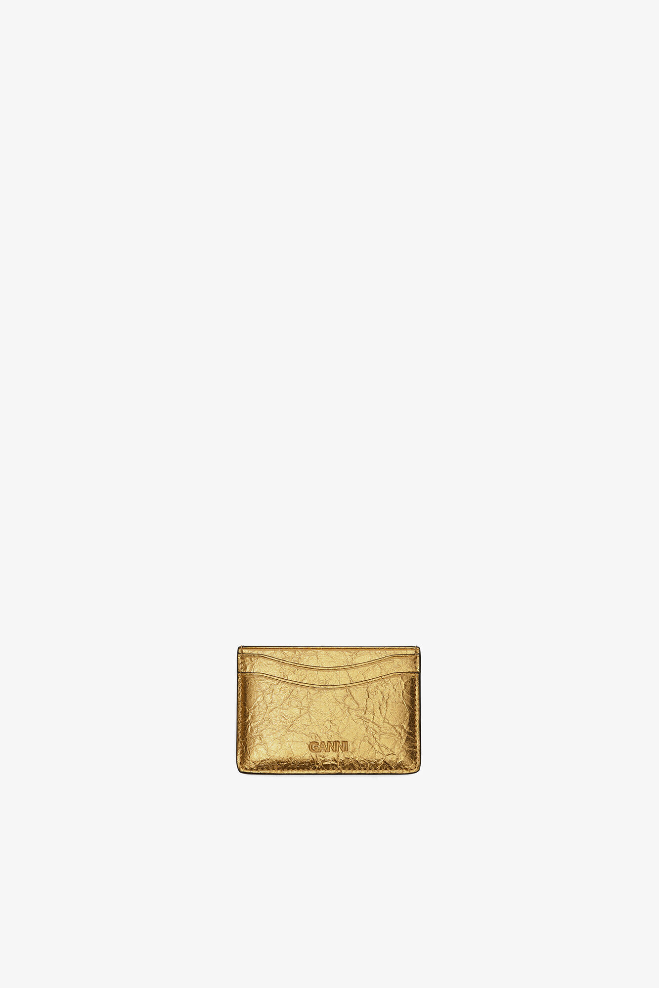 Bou Card Holder in Metallic, Polyurethane, in colour Gold - 2 - GANNI