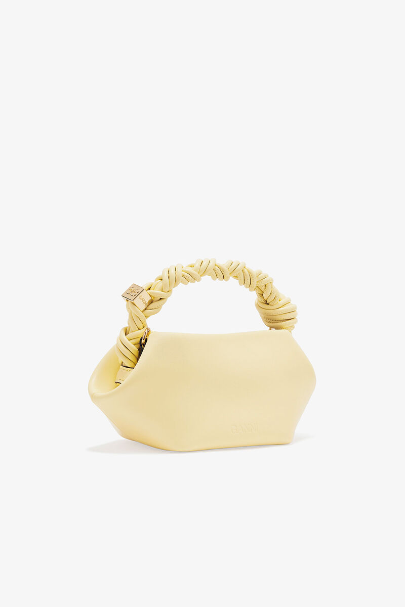 Mini Bou Bag in Yellow, Recycled Leather, in colour Yellow Cream - 2 - GANNI