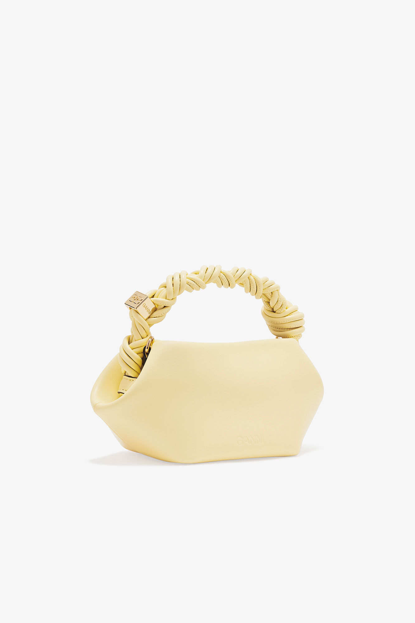 Mini Bou Bag in Yellow, Recycled Leather, in colour Yellow Cream - 2 - GANNI