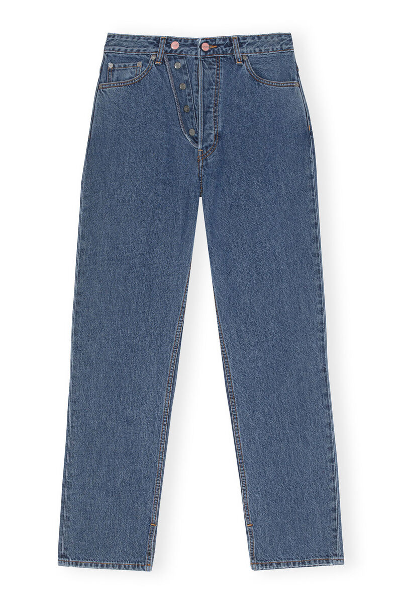 Figni Jeans, Cotton, in colour Mid Blue Stone - 1 - GANNI