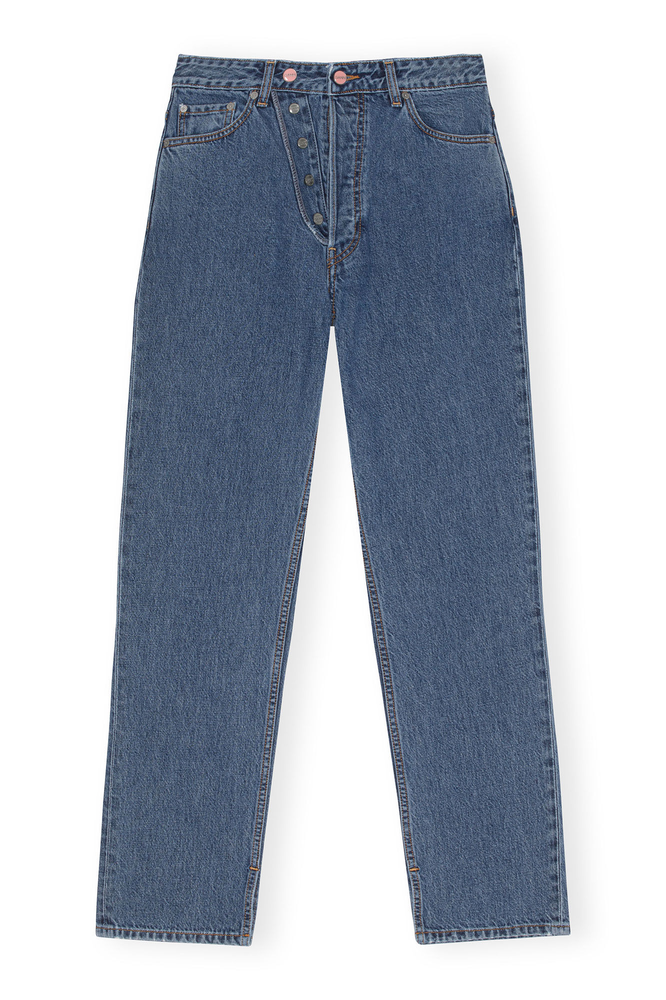 Figni Jeans, Cotton, in colour Mid Blue Stone - 1 - GANNI