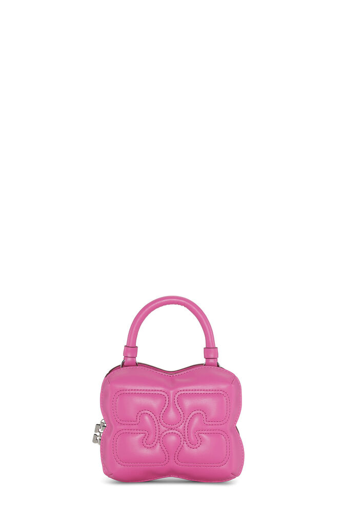 Pink Small Butterfly Crossbody Bag, Shocking Pink