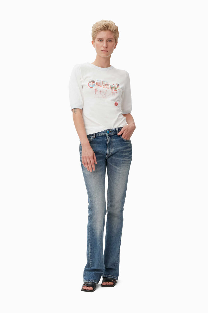 Logo T-shirt, Cotton, in colour Egret - 2 - GANNI