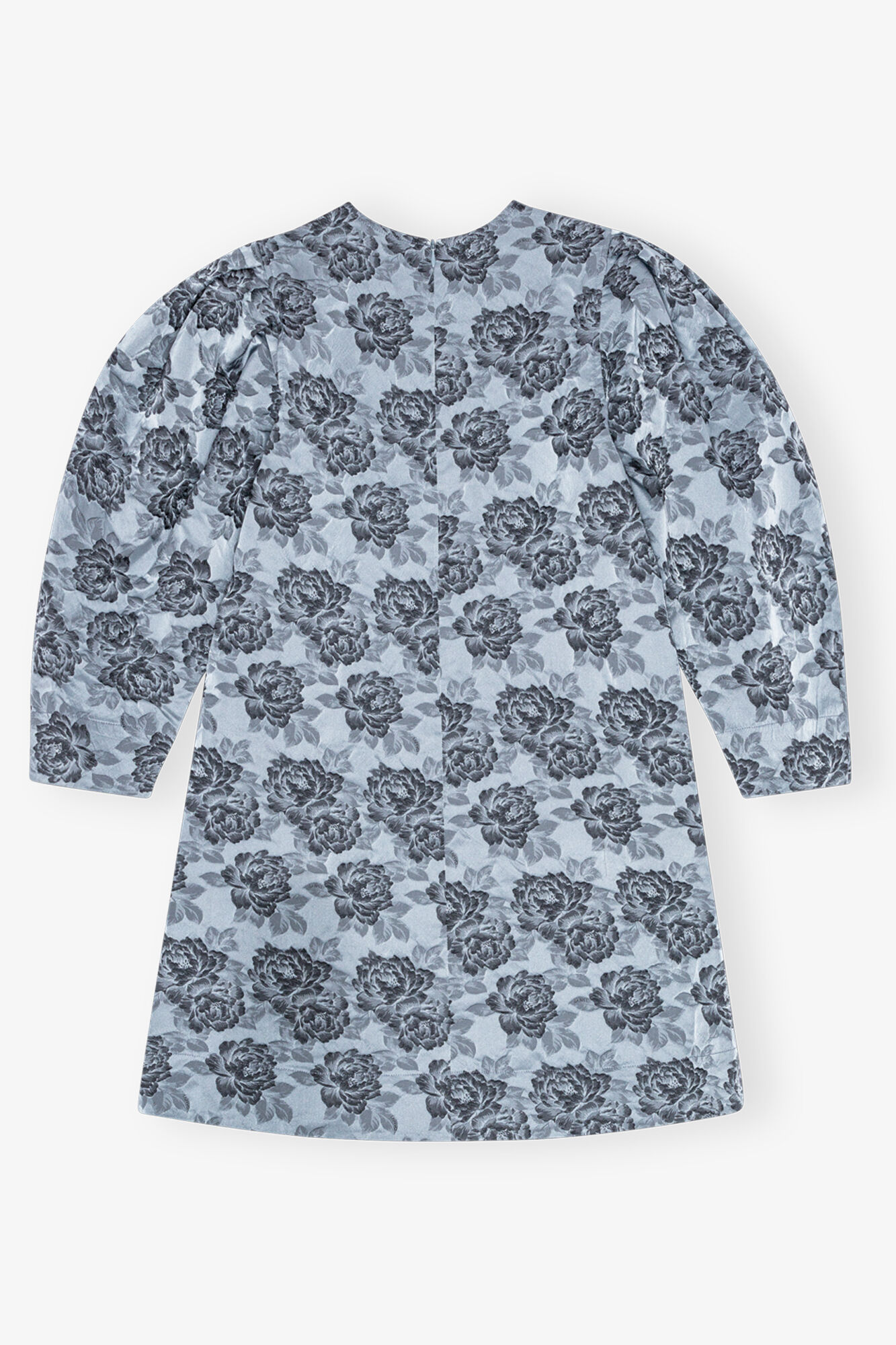 Blue Floral Jacquard A-Line Mini Dress, Polyamide, in colour Illusion Blue - 2 - GANNI