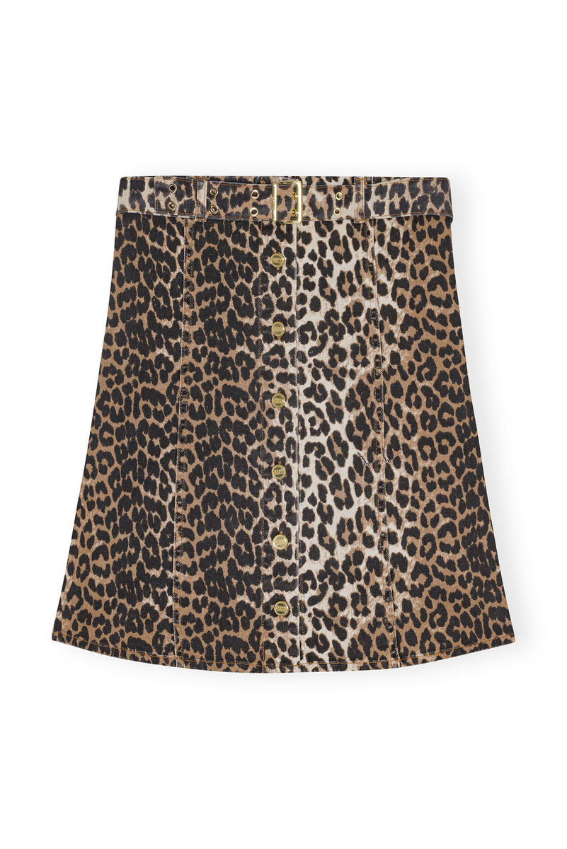 Leopard Denim-Topp, Cotton, in colour Leopard - 1 - GANNI
