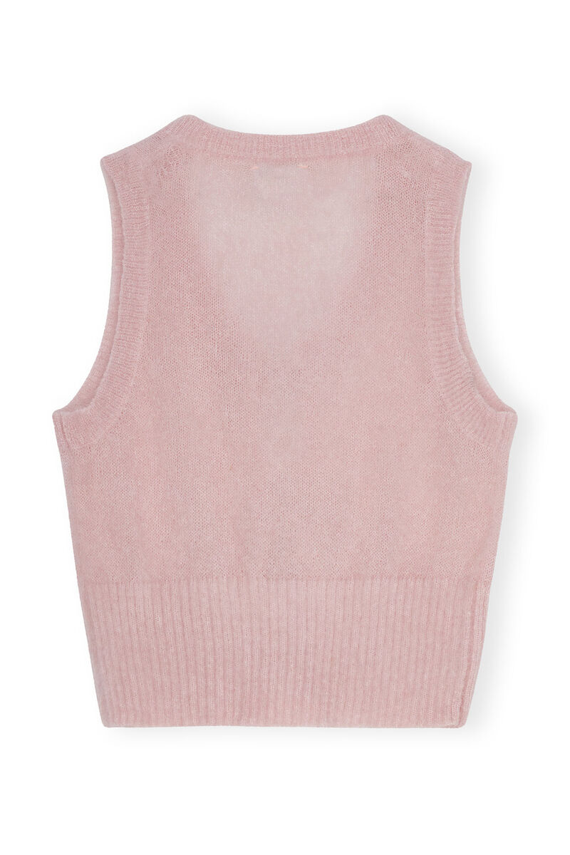 Pink Mohair Tie String väst, Merino Wool, in colour Lilac Sachet - 2 - GANNI