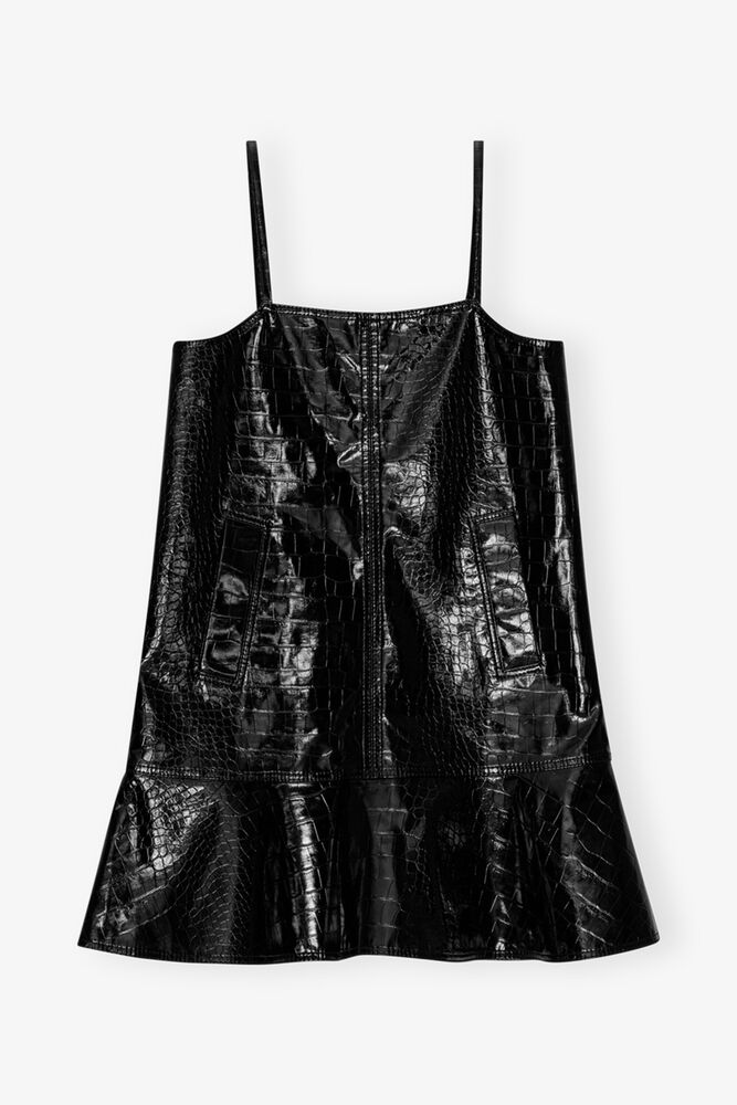 Black Future Coated Mini Dress, Black