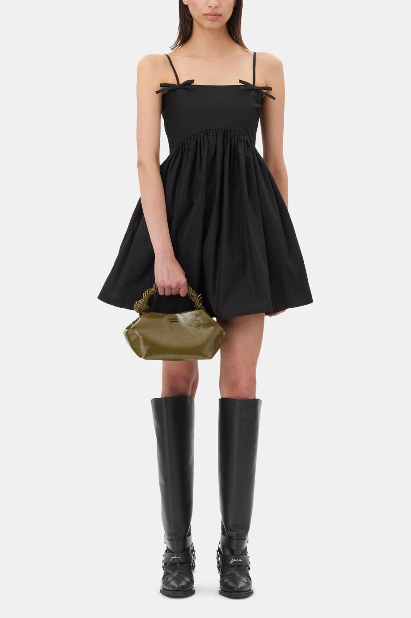 Military Olive Olive Green Patent Small Bou Bag | GANNI US