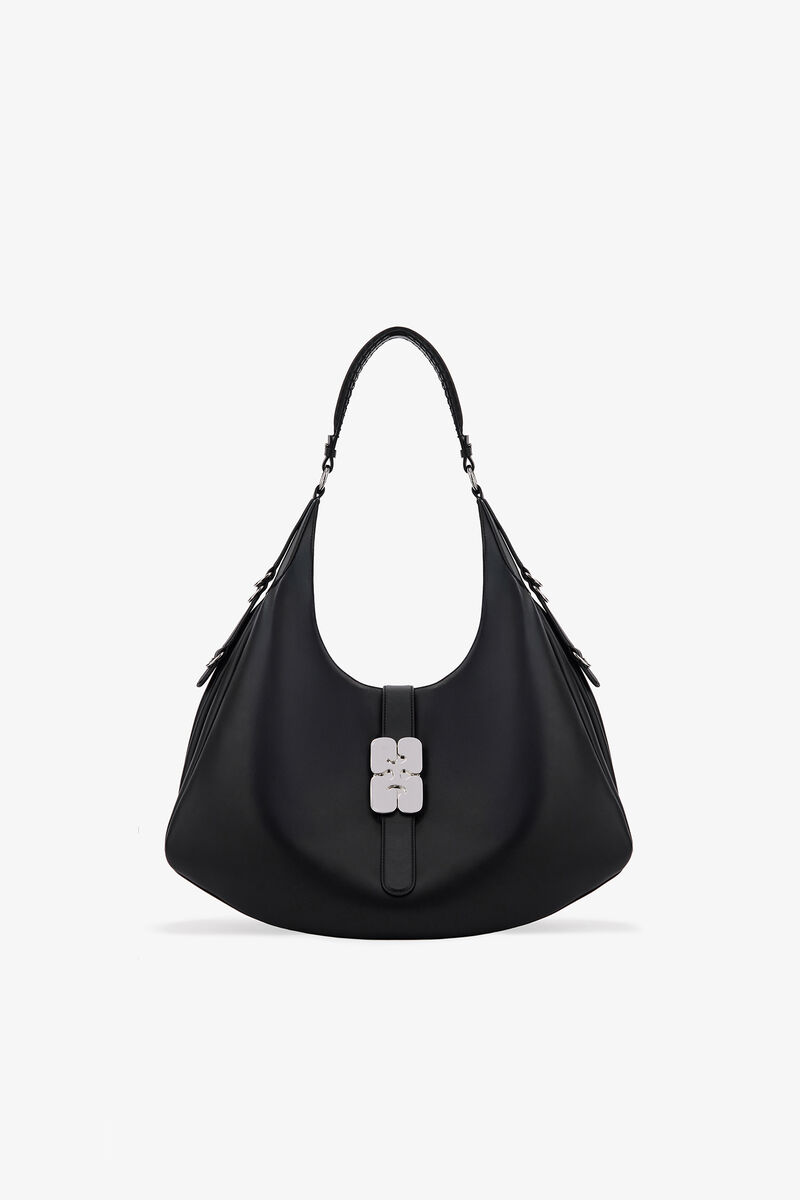Black Large Kat Bag, Recycled Leather, in colour Black - 1 - GANNI