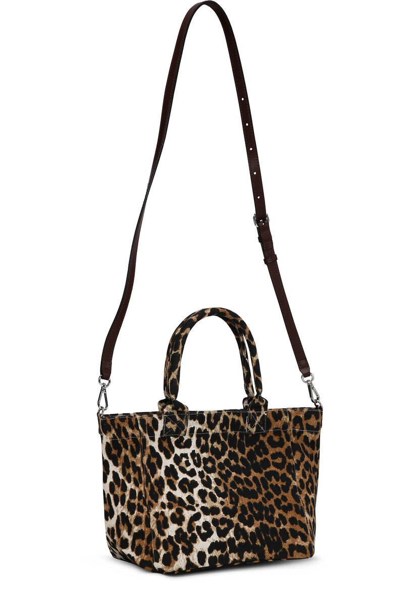 Leopard Small Shopper, Recycled Cotton, in colour Leopard - 3 - GANNI