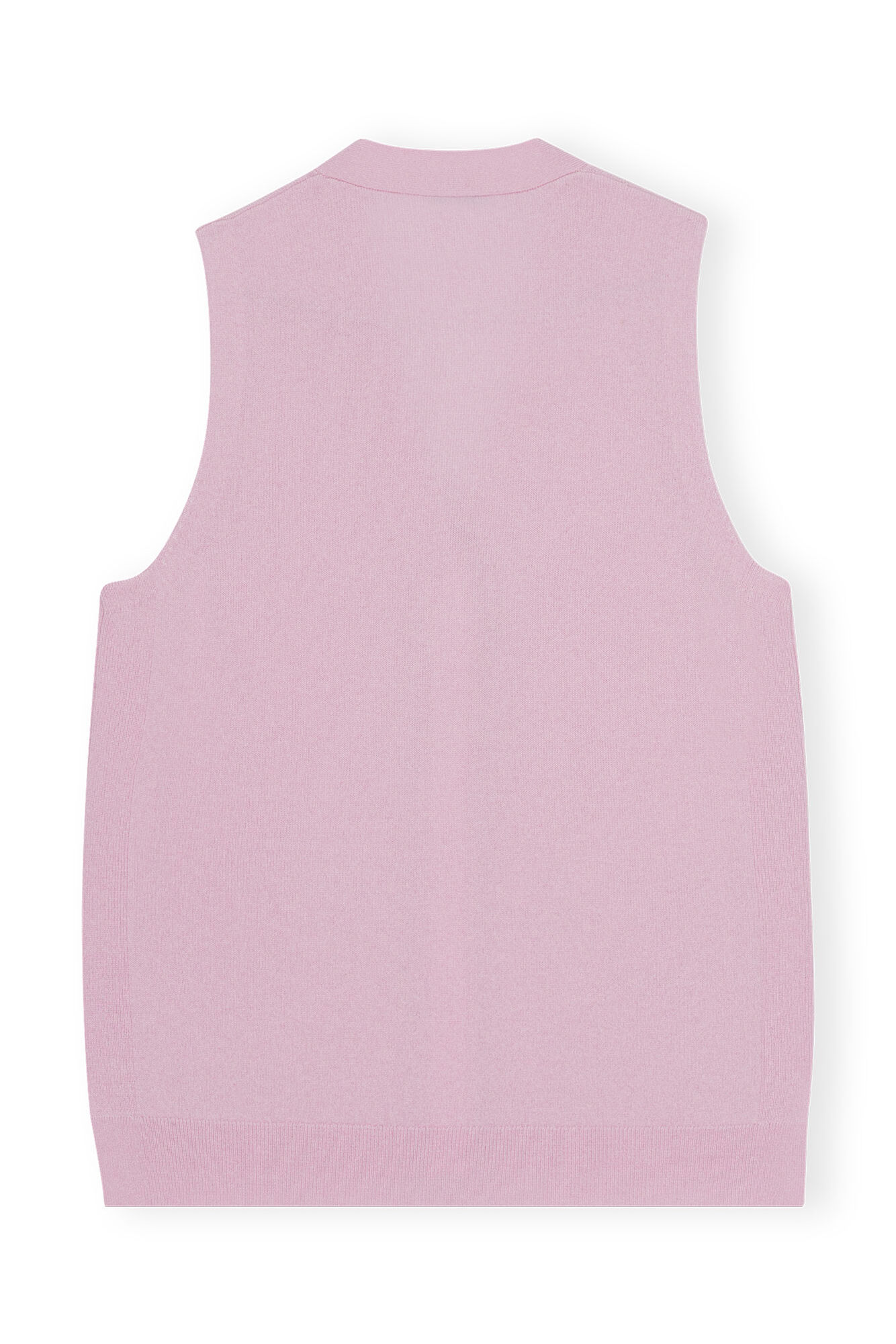 Cashmere Mix Button Vest, Cashmere, in colour Pink Tulle - 2 - GANNI