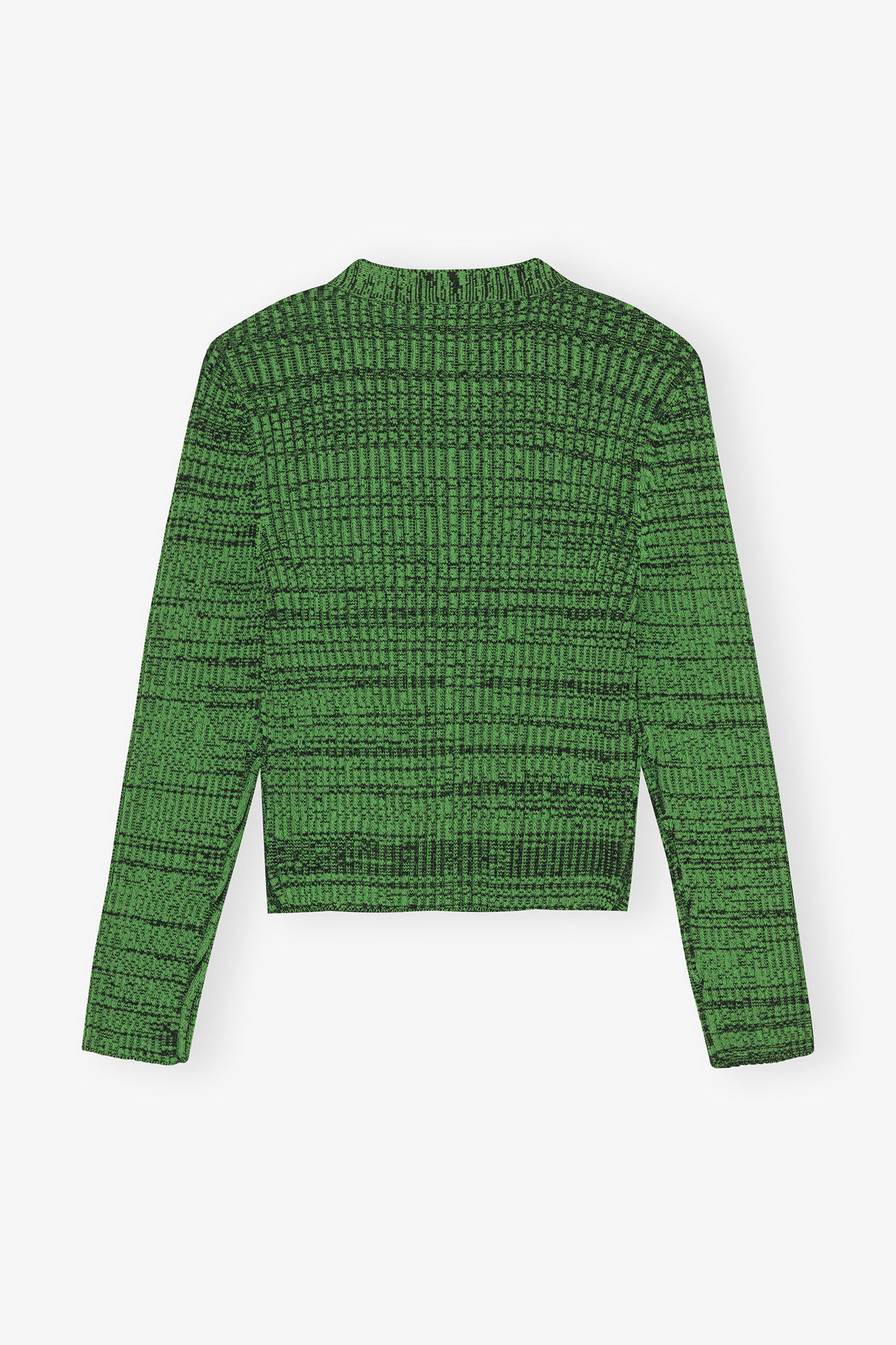 Green Cropped Melange Knit Cardigan, Elastane, in colour Kelly Green - 2 - GANNI
