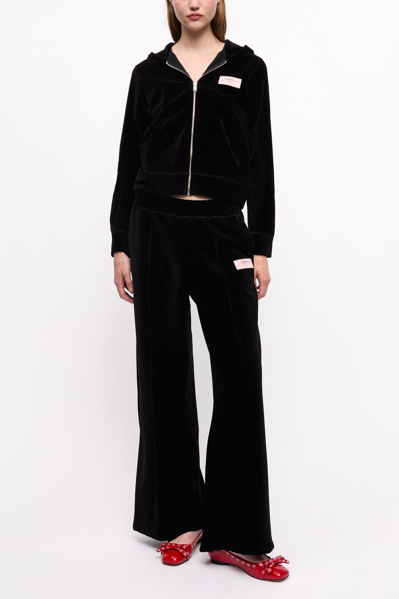 Heavy Velour Zip Hoodie, Organic Cotton, in colour Black - 2 - GANNI