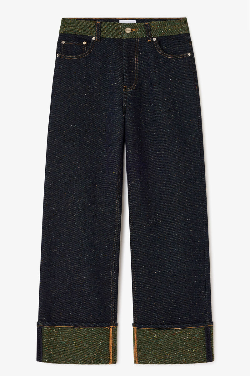 Twill Denim Baggy Jeans, Organic Cotton, in colour Phantom - 1 - GANNI