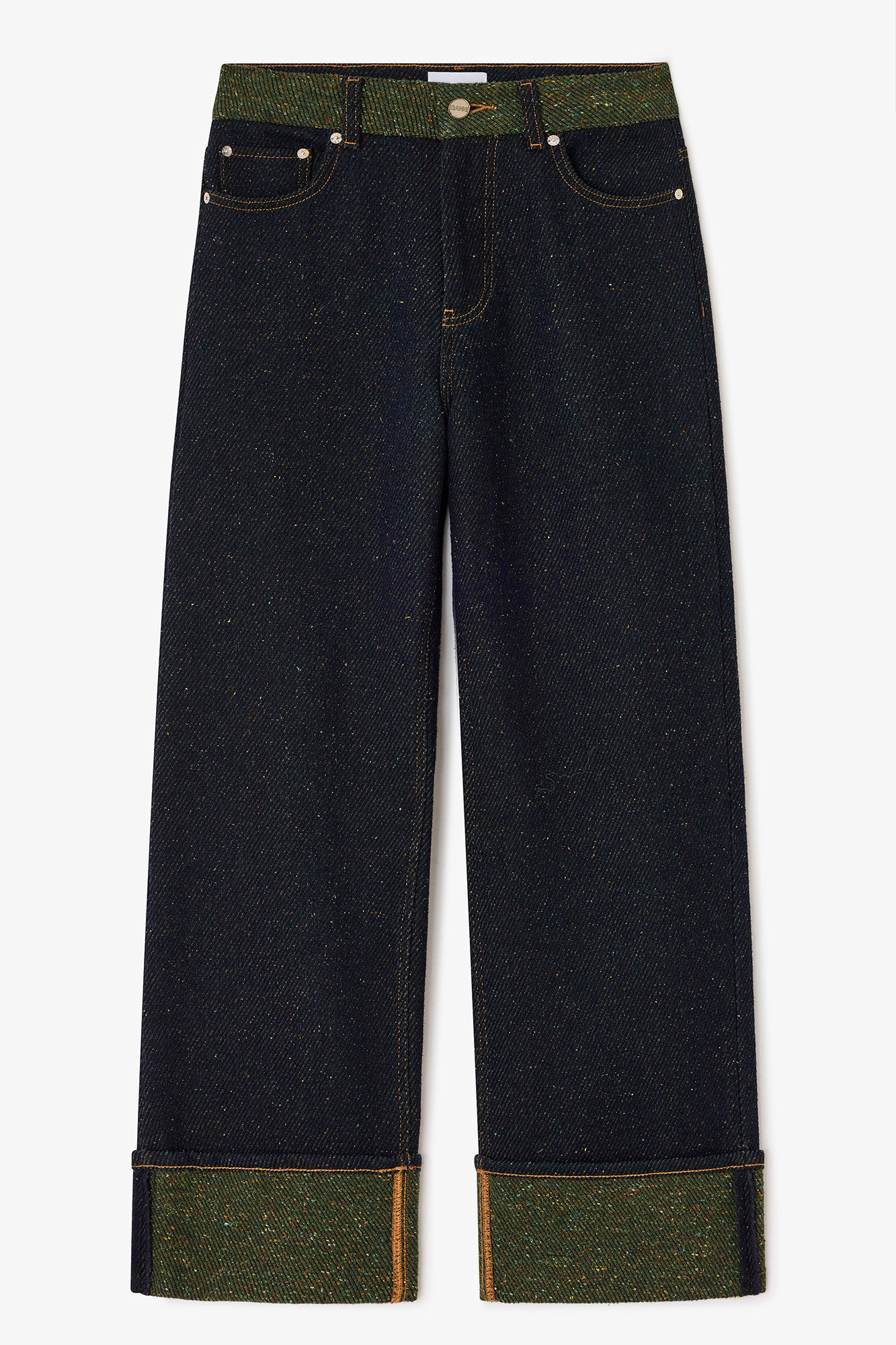 Twill Denim Baggy Jeans, Organic Cotton, in colour Phantom - 1 - GANNI