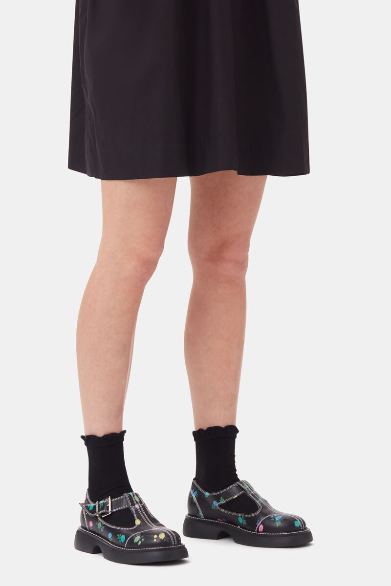Black Short Ruffle Socks, Elastane, in colour Black - 1 - GANNI