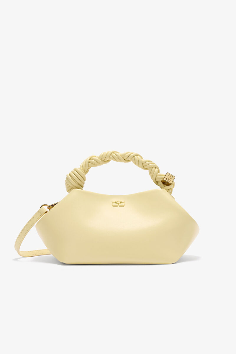 Small Bou Bag in Yellow, Recycled Leather, in colour Yellow Cream - 1 - GANNI